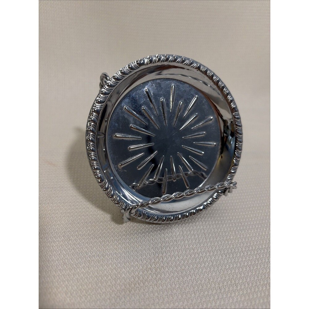 Vintage Set of 8 Irvinware Metal Coasters with Starburst Pattern - Made In USA
